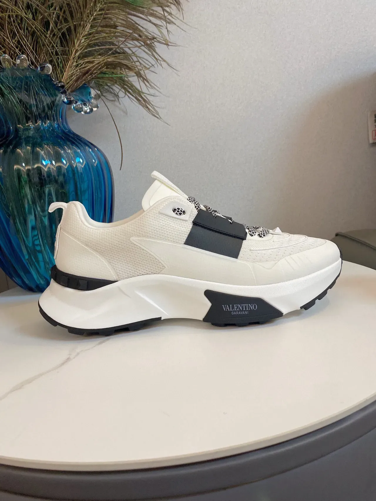 Valentino Branco Preto Chunky Plataforma Sola Malha Tricô Superior Lifestyle Sneakers 4