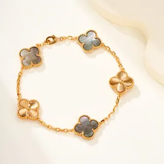 Van Cleef & Arpels ألھامبرا خمسة موتيف ذهب ومادر بيرل سوار