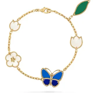 Van Cleef & Arpels Frivole سوار فراشة بمينا أزرق وأبيض