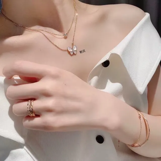 Van Cleef & Arpels Papillon Borboleta Colar Rosa Mãe-d'pérola e Diamante 9