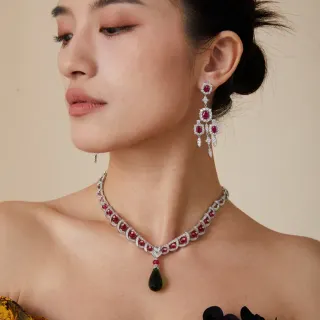 Van Cleef & Arpels أحمر أخضر مجوهرات عالية ياقوت وماس قلادة