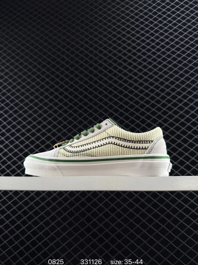 Vans Old Skool Tênis de Skateboard Off-White e Verde de Corduroy 5