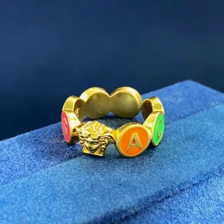 Versace Alphabet Medusa Head Enamel Letter Ring