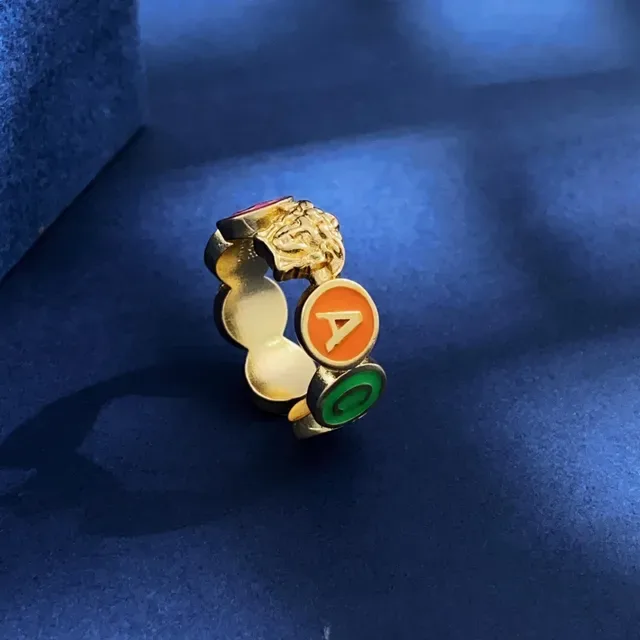 Versace Alphabet Medusa Head Enamel Letter Ring 3