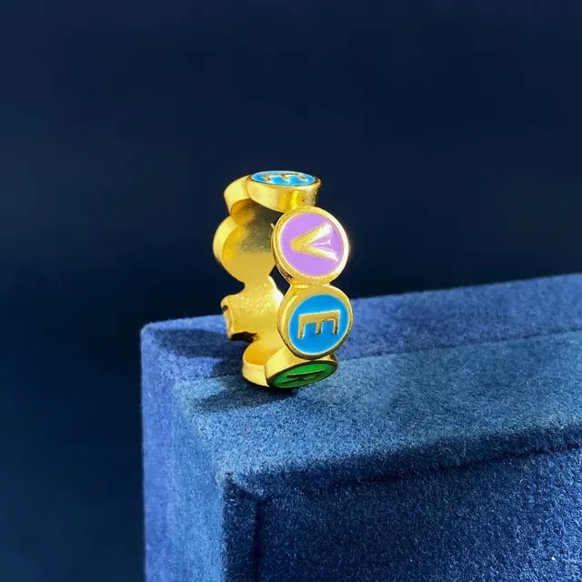 Versace Alphabet Medusa Head Enamel Letter Ring 7