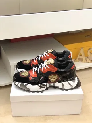 Versace Black Red Platform Sole Medusa Head Emblem Chunky Sneakers 2