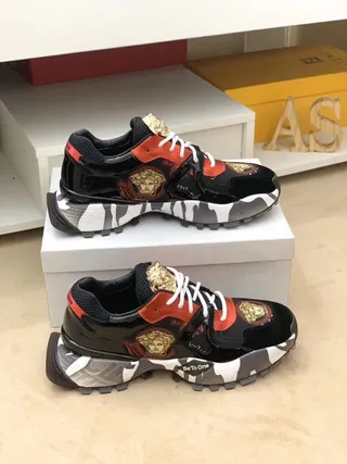 Versace Black Red Platform Sole Medusa Head Emblem Chunky Sneakers 3
