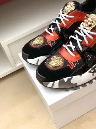 Versace Black Red Platform Sole Medusa Head Emblem Chunky Sneakers 5