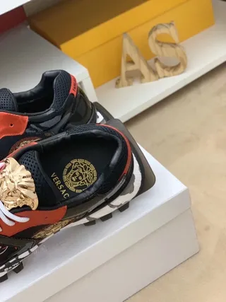 Versace Black Red Platform Sole Medusa Head Emblem Chunky Sneakers 7