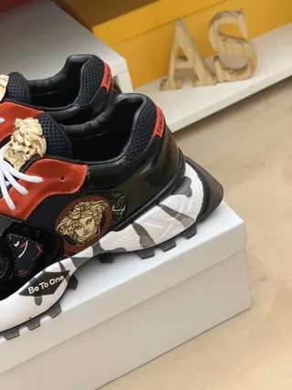Versace Black Red Platform Sole Medusa Head Emblem Chunky Sneakers 8