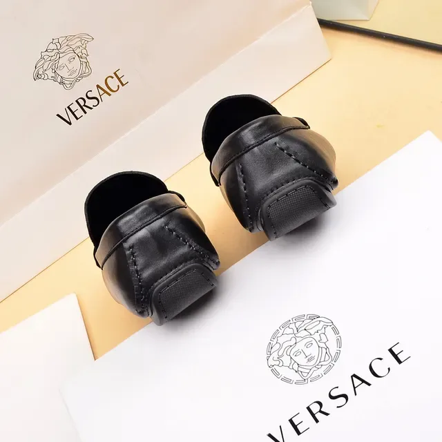 Versace Loafer Noir Argent Cuir Croc-Embossé Tête Medusa Boucle Métal 2