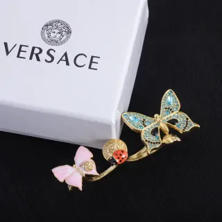 Versace 蝴蝶 珐琅 水晶 Medusa Motif 戒指
