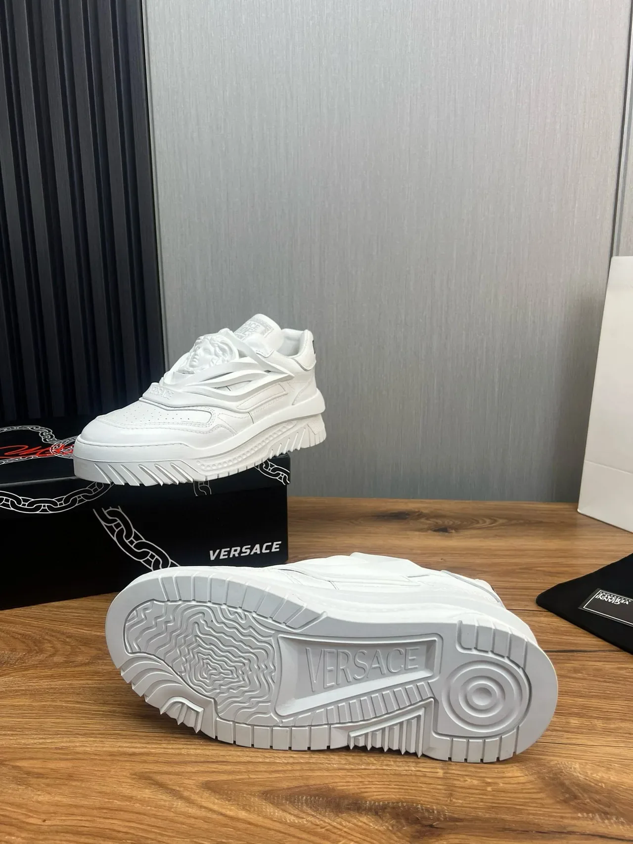 Versace Chain Reaction All-White Lifestyle Sneakers 7