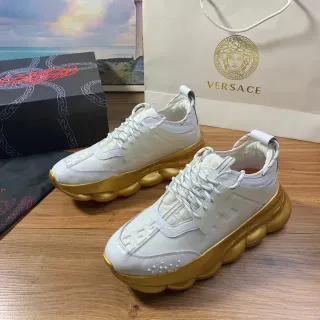 Versace Chain Reaction Off-White et Gold Chunky Sneakers