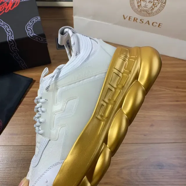 Versace Chain Reaction Off-White and Gold Chunky Sneakers 3
