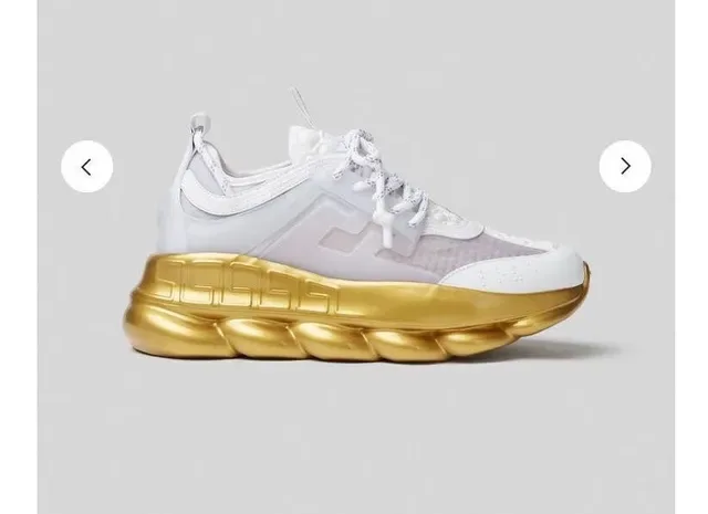 Versace Chain Reaction Off-White and Gold Chunky Sneakers 9