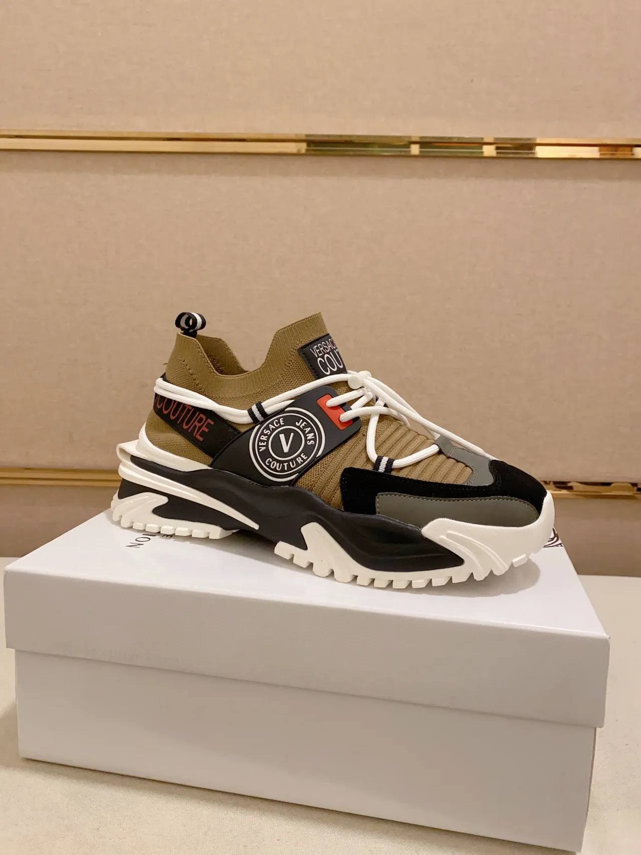 Versace Chain Reaction Olive Black White Chunky Sneakers 6