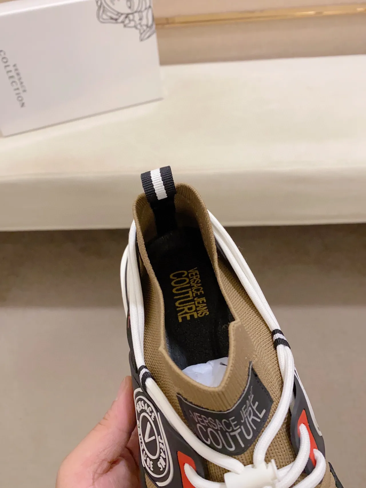 Versace Chain Reaction Olive Black White Chunky Sneakers 8