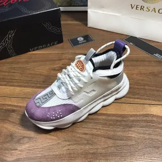 Versace Chain Reaction 白紫鞋底 透明笼子叠加 厚底鞋