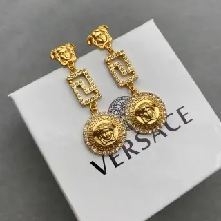 Versace 金银 美杜莎头 Greca 钥匙边框耳环