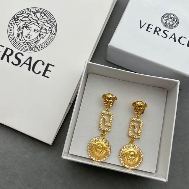 Versace Boucles d'oreilles Or Argent Motif Tête de Médusa Borde Greca 3