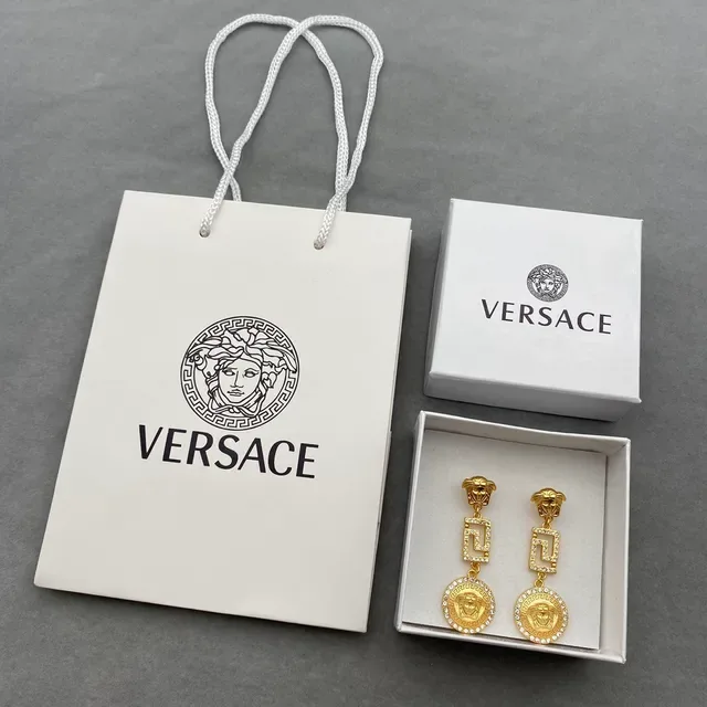 Versace Boucles d'oreilles Or Argent Motif Tête de Médusa Borde Greca 6