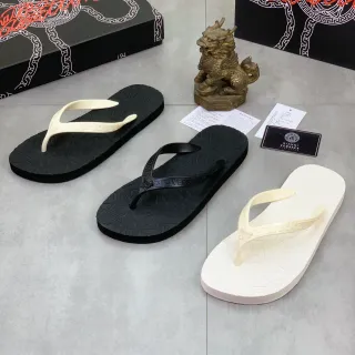 Versace Greca Flip-Flop 黑色白色压花图案 Medusa Head Detail 拖鞋