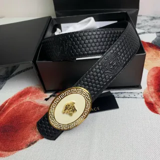 Versace Greca Medusa Black Hexagonal Leather Belt