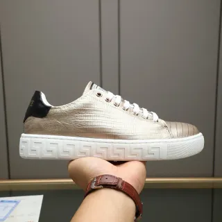 Versace Greca Odissea Beige Zapatillas Lifestyle de Cuero Texturizado