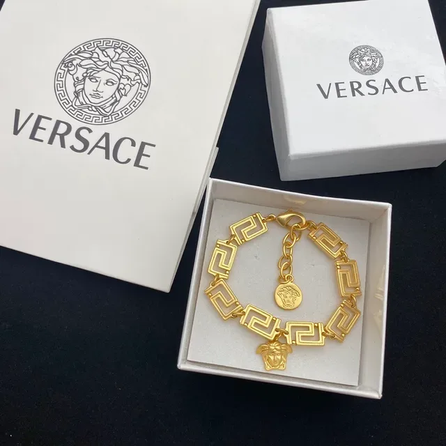 Versace Greca Odissea Pulseira Esmalte Preto Tom Dourado 3