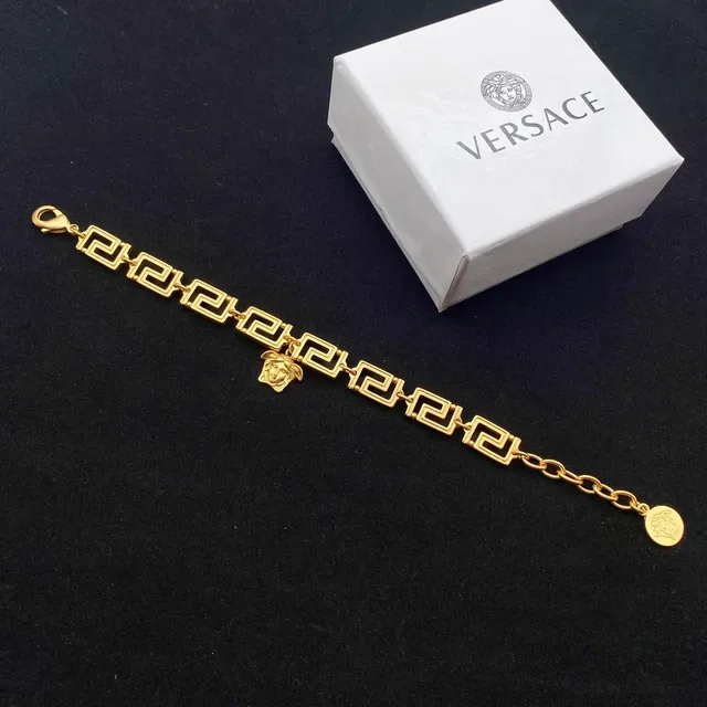 Versace Greca Odissea Pulseira Esmalte Preto Tom Dourado 6