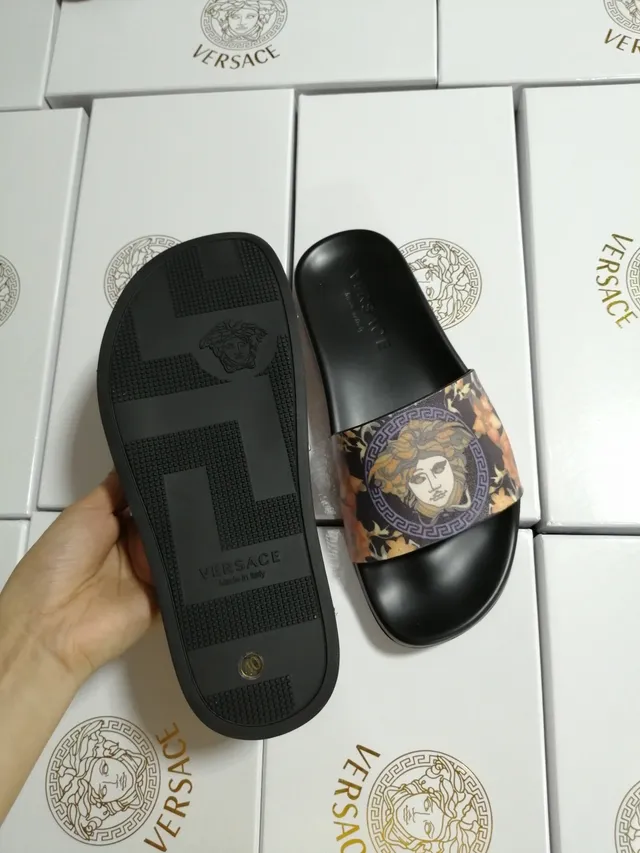 Versace Greca Odissea Medusa-Print Black Slippers 3
