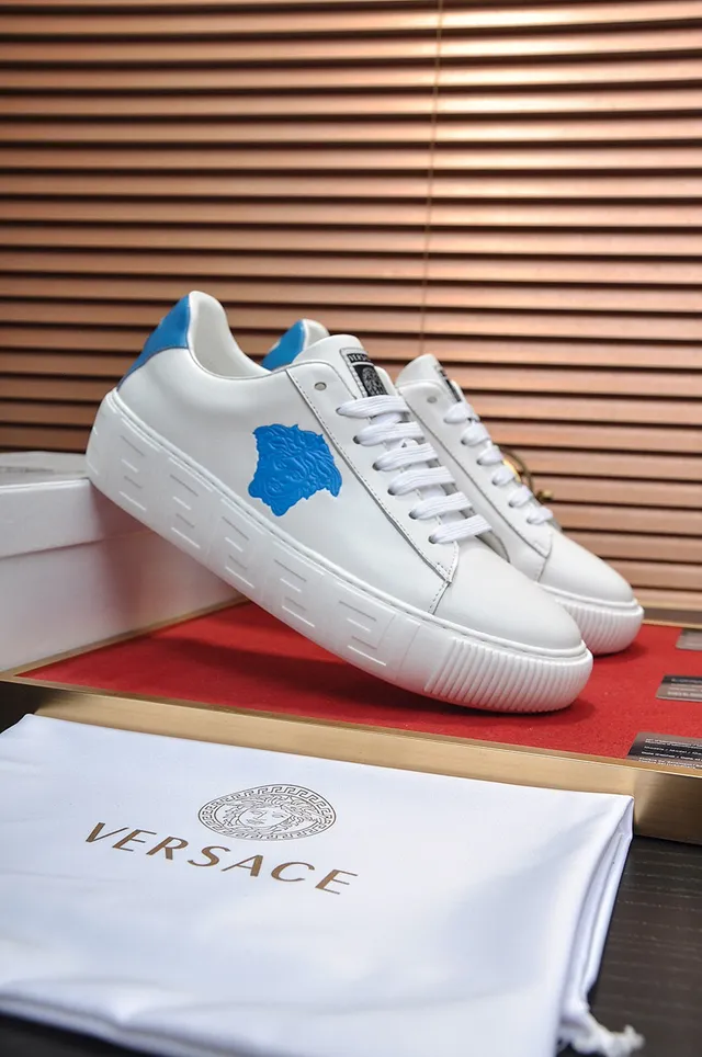 Versace Greca Odissea Branco e Azul Tênis Lifestyle 8