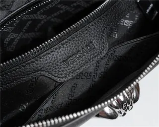 Versace La Medusa Black Pebbled Leather Wristlet 3