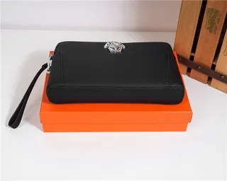 Versace La Medusa Black Pebbled Leather Wristlet 5