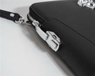 Versace La Medusa Black Pebbled Leather Wristlet 6