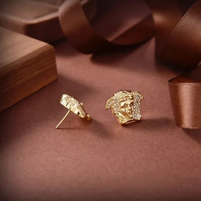Versace Medusa Boucles d'oreilles Cristal-Pavé doré 2