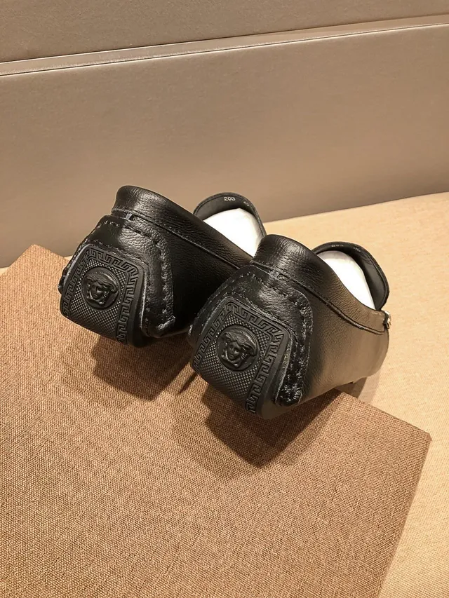 Versace Medusa Embroidered Black Leather Loafers 2