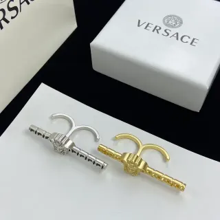 Versace Medusa Head Motivo Plata Oro Diseño Barra Segmentada Aretes