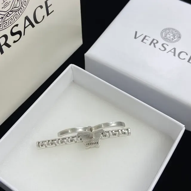 Versace Medusa Head Silver Gold Motif Segmented Bar Design Earrings 3