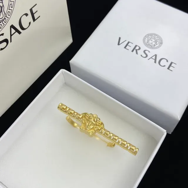 Versace Medusa Head Silver Gold Motif Segmented Bar Design Earrings 5