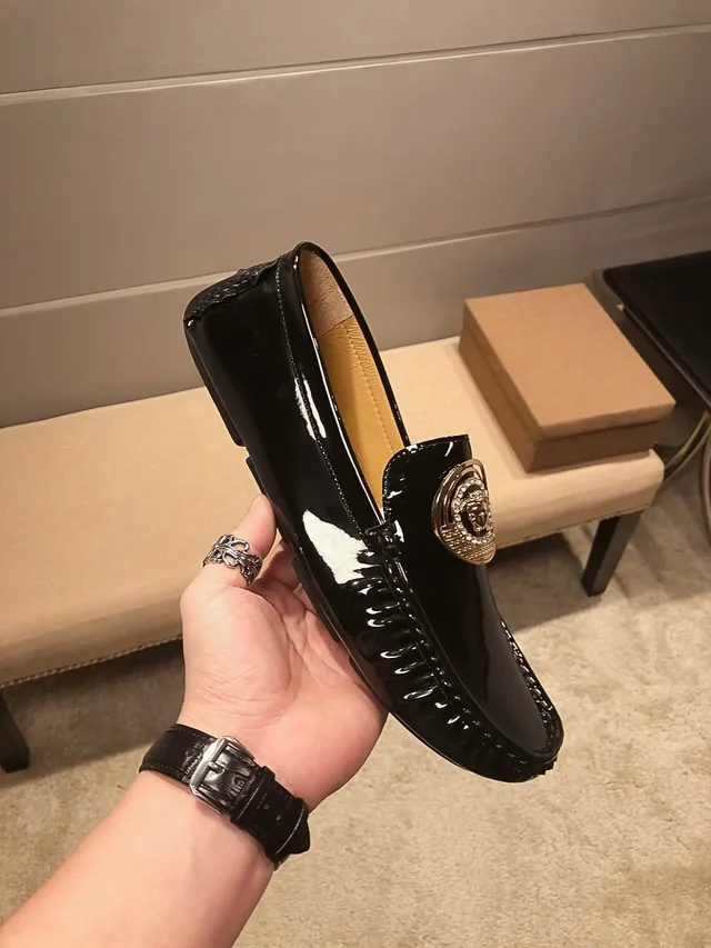 Versace Medusa Medallion Glossy Black Loafers 4