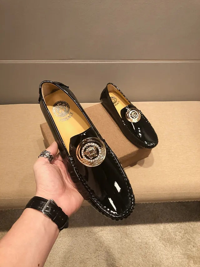 Versace Medusa Medallion Glossy Black Loafers 8