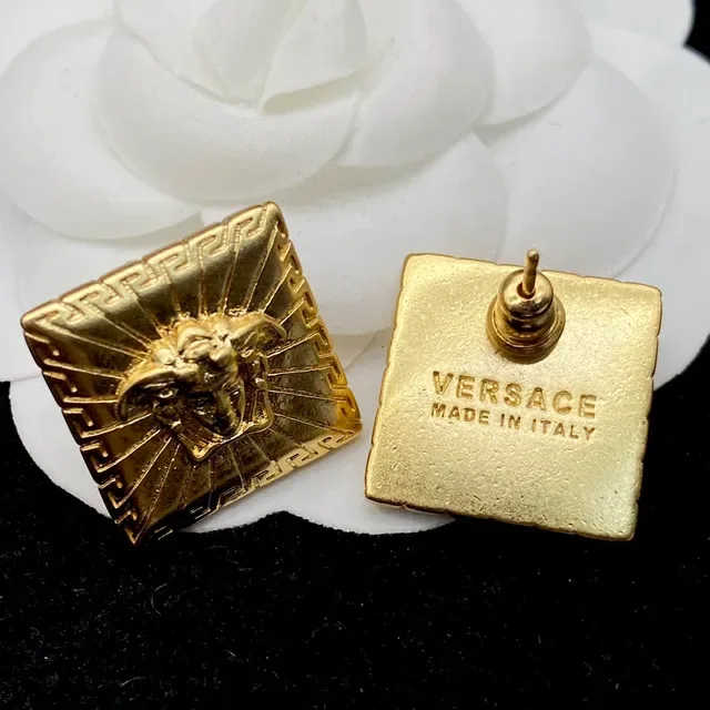 Versace Medusa Square Gold-Tone Earrings 2