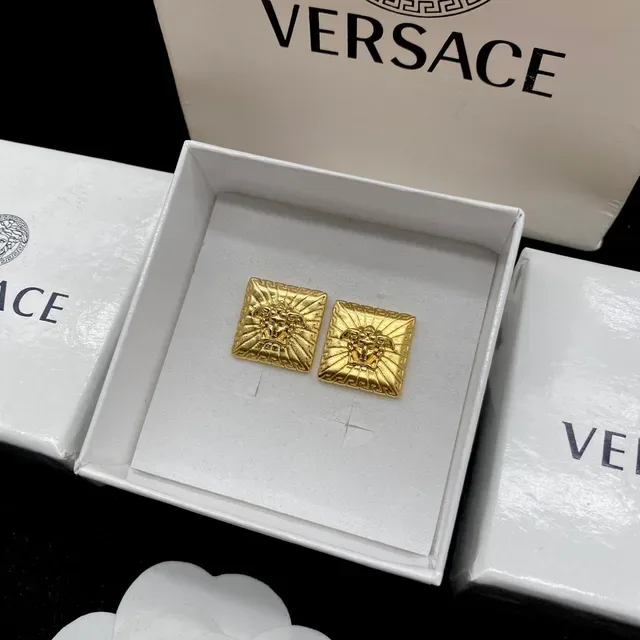 Versace Medusa Square Gold-Tone Earrings 4