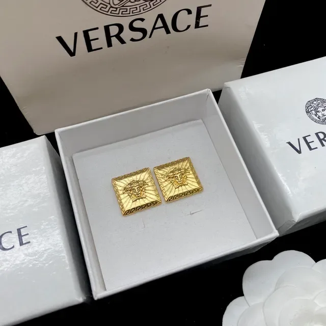 Versace Medusa Square Gold-Tone Earrings 5