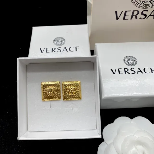 Versace Medusa Square Gold-Tone Earrings 6