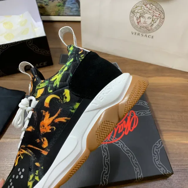 Versace Odissea Noir Orange Vert Imprimé Floral Chaussures Lifestyle 3