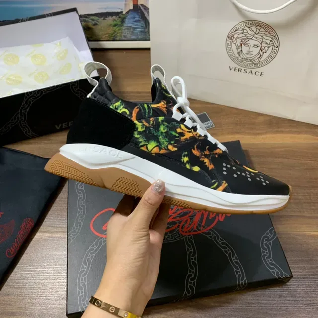 Versace Odissea Noir Orange Vert Imprimé Floral Chaussures Lifestyle 4
