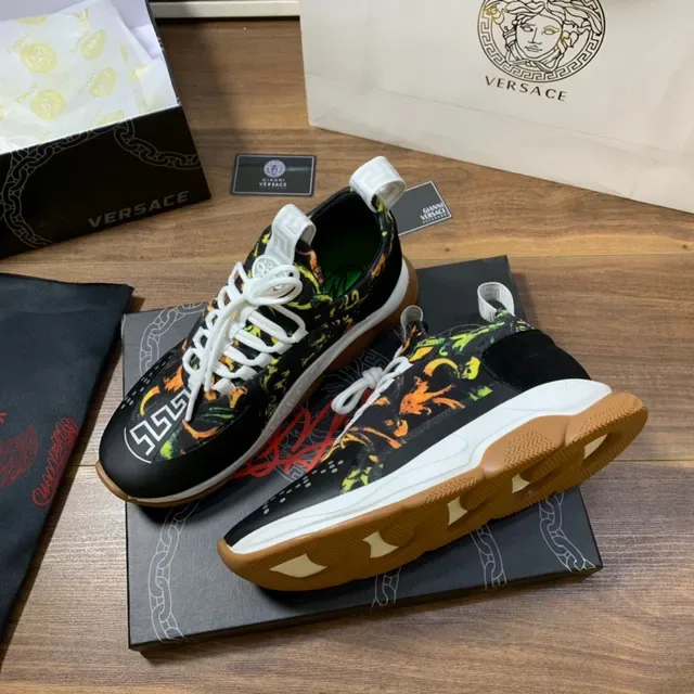 Versace Odissea Noir Orange Vert Imprimé Floral Chaussures Lifestyle 6